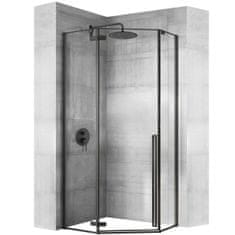 REA Diamond, sprchovací kút 80x80x195 cm, 6mm číre sklo, čierny profil + biela sprchová vanička, KPL-06900
