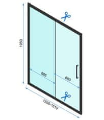 REA Rapid Slide, posuvné sprchové dvere do otvoru 160 x 195 cm, 6mm číre sklo, čierny profil, REA-K6406