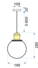 Toolight Sklenená závesná lampa Verto B.