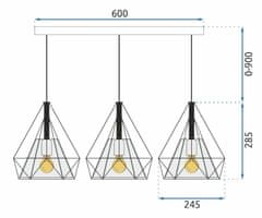 Toolight STROPNÁ SVIETIDLO ZAVESENÉ V ŠTÝLE LOFT BELLO 3x E27