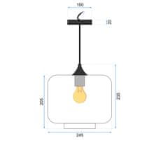 Toolight SKLENENÉ ZÁVESNÉ STROPNÉ SVIETIDLO APP312-1CP LOFT