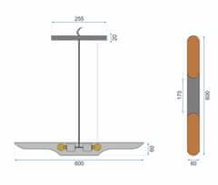 Toolight Stropná lampa APP298-1CP Tuba čierne zlato 60cm