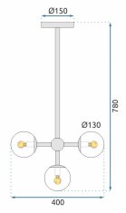 Toolight Stropné závesné svietidlo 4 gule APP268-4C