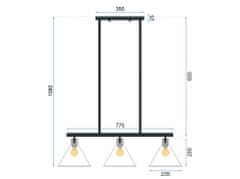 Toolight SKLENENÉ KOVOVÉ STROPNÉ SVETLO APP318-3CP