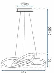 Toolight Moderné LED závesné stropné svietidlo Ring + diaľkové ovládanie APP389-CP Chrome