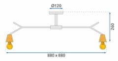 Toolight Škandinávske kovové stropné svietidlo APP693-3C