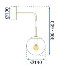 Toolight Sklenená nástenná lampa APP685-1W Zlatá