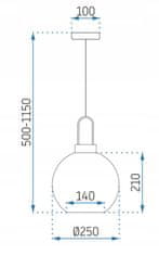 Toolight Sklenené guľové závesné stropné svietidlo 25 cm APP630-1CP