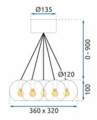 Toolight Sklenené gule Závesné stropné svietidlo APP560-7CP