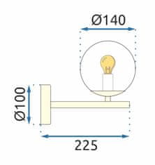 Toolight Nástenné svietidlo Sklenená guľa APP684-1W Zlatá