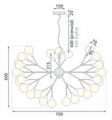 Toolight Stromová závesná lampa 27 APP590-CP Čierna