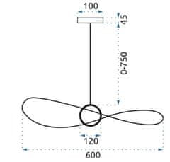 Toolight LED závesné svietidlo 60cm APP651-1CP