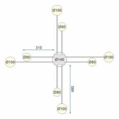 Toolight MODERNÉ STROPNÉ STROPNÉ SVETLO 8 RAMENNÉ LED APP523-8C Čierna