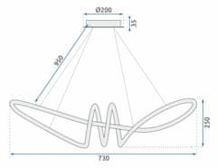 Toolight Moderné stropné svietidlo LED + PILOT APP824-CP Gold