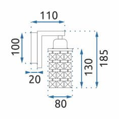 Toolight Krištáľové kovové nástenné svietidlo APP543-1W CHROM