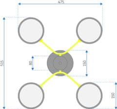 Toolight STROPNÉ SVIETIDLO APP531-4C Šedá