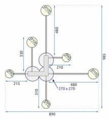 Toolight MODERNÉ 6 RAMENNÉ LED STROPNÉ LAMPA APP521-6C Čierna