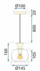 Toolight Stropná lampa závesná sklenená guľa zlatá APP902-1CP