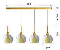 Toolight Moderné sklenené stropné svietidlo APP899-4CP