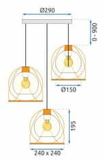 Toolight Sklenené gule Stropná lampa APP1137-3C Black Gold