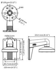 Hikvision držiak pre kameru DS-1273ZJ-140-DM45/ kompatibilný s kamerami série D3xx
