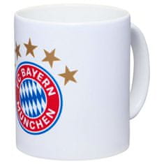 FAN SHOP SLOVAKIA Keramický hrnček Bayern Mníchov. Biely. Farebný znak 5 hviezd. 300 ml