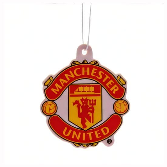 FAN SHOP SLOVAKIA Vôňa do auta Manchester United FC, Obojstranný znak klubu, 8x8 cm