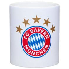 FAN SHOP SLOVAKIA Keramický hrnček Bayern Mníchov. Biely. Farebný znak 5 hviezd. 300 ml