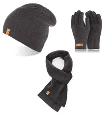 Brødrene 3W1 zimná čiapka rúrkový šál zimné rukavice CZ4 + S1 + R1 tmavo šedá