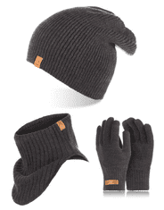 Brødrene 3W1 Pánska čiapka šál rúrka rukavice zimné CZ7 + K1 + R1 tmavo šedá