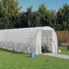 Vidaxl Fóliovník s oceľovým rámom biely 24 m² 12x2x2 m