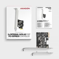 AXAGON PCES-SJ2, PCIe radič - 2x interný SATA 6G port, JMB582, SP & LP