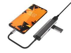 Natec multiport adaptér FOWLER SLIM HUB 4v1, 2X USB 3.0 HUB, HDMI 4K, USB-C PD