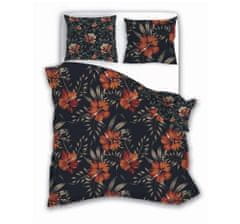 FARO Textil Bavlnené obliečky Elegant 028 220x200 + 2x 70x80 čierno-oranžové