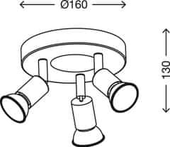 BRILONER BRILONER Bodové svietidlo pr. 16 cm 3xGU10 9W 750lm titán BRI 2915-034