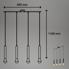 BRILONER BRILONER Retro závesné svietidlo, 85 cm, bez 4x E27, max. 60 W, čierna-mat BRI 4031-045