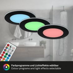 BRILONER BRILONER RGB-CCT LED vstavané svietidlá sada, pr.9,2 cm, 3x LED, 4,8 W, 450 lm, čierna IP65 BRI 7035-035