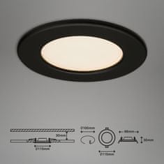 BRILONER BRILONER 3ks sada LED vstavané svietidlo, priemer. 11,5 cm, 6 W, 650 lm, čierna IP44 BRI 7053-035