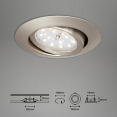 BRILONER BRILONER 3ks sada LED vstavané svietidlo, priemer. 8,2 cm, 3 W, matný nikel BRI 7171-032