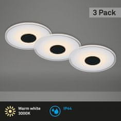 BRILONER BRILONER LED vstavané svietidlo, pr.12 cm, 3x LED, 6 W, 650 lm, čierna IP44 BRI 7043-035