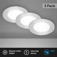 BRILONER BRILONER LED vstavané svietidlá 3ks sada, pr.8,6 cm, 3x LED, 3 W, 350 lm, matný chróm IP65 BRI 7057-434