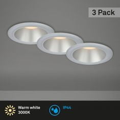 BRILONER BRILONER LED vstavané svietidlá sada, pr.9,5 cm, 3x LED, 4,9 W, 480 lm, matný chróm IP44 BRI 7041-034