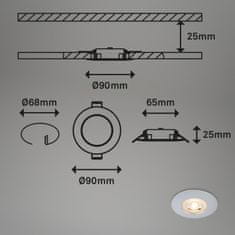 BRILONER BRILONER LED vstavané svietidlá, pr.9 cm, 3x LED, 5 W, 480 lm, matný chróm IP65 BRI 7044-034