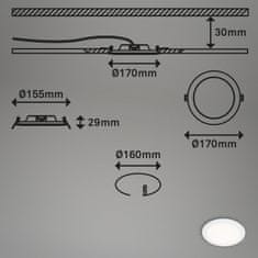 BRILONER BRILONER LED vstavané svietidlo, priemer. 17 cm, 12 W, biele IP44 BRI 7286-016