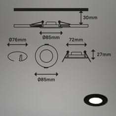 BRILONER BRILONER 3ks sada LED vstavané svietidlo, priemer. 8,5 cm, LED modul, 4,9 W, 450 lm, čierna IP44 BRI 7103-435