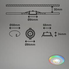 BRILONER BRILONER LED vstavané svietidlá sada, pr.8,4 cm, 3x LED, 5 W, 460 lm, matný chróm IP44 BRI 7040-034