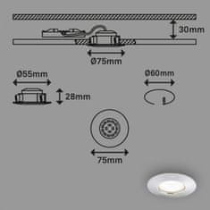 BRILONER BRILONER 3ks sada LED vstavané svietidlo, priemer. 7,5 cm, chróm IP44 BRI 7204-038