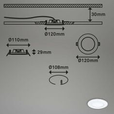 BRILONER BRILONER 3ks sada LED vstavané svietidlo, priemer. 12 cm, 6,4 W, biele IP44 BRI 7284-036