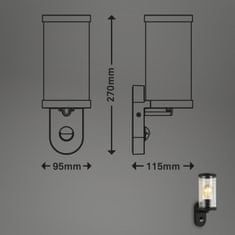 BRILONER BRILONER Vonkajšie svietidlo, senzor, čierna, 1x E27 IP44 BRILO 3628-015