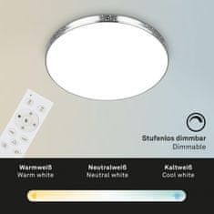 BRILONER BRILONER RGB-CCT LED stropné svietidlo, priemer. 35,5 cm, 18W, 1850 lm, chróm IP44 BRILO 3679-018